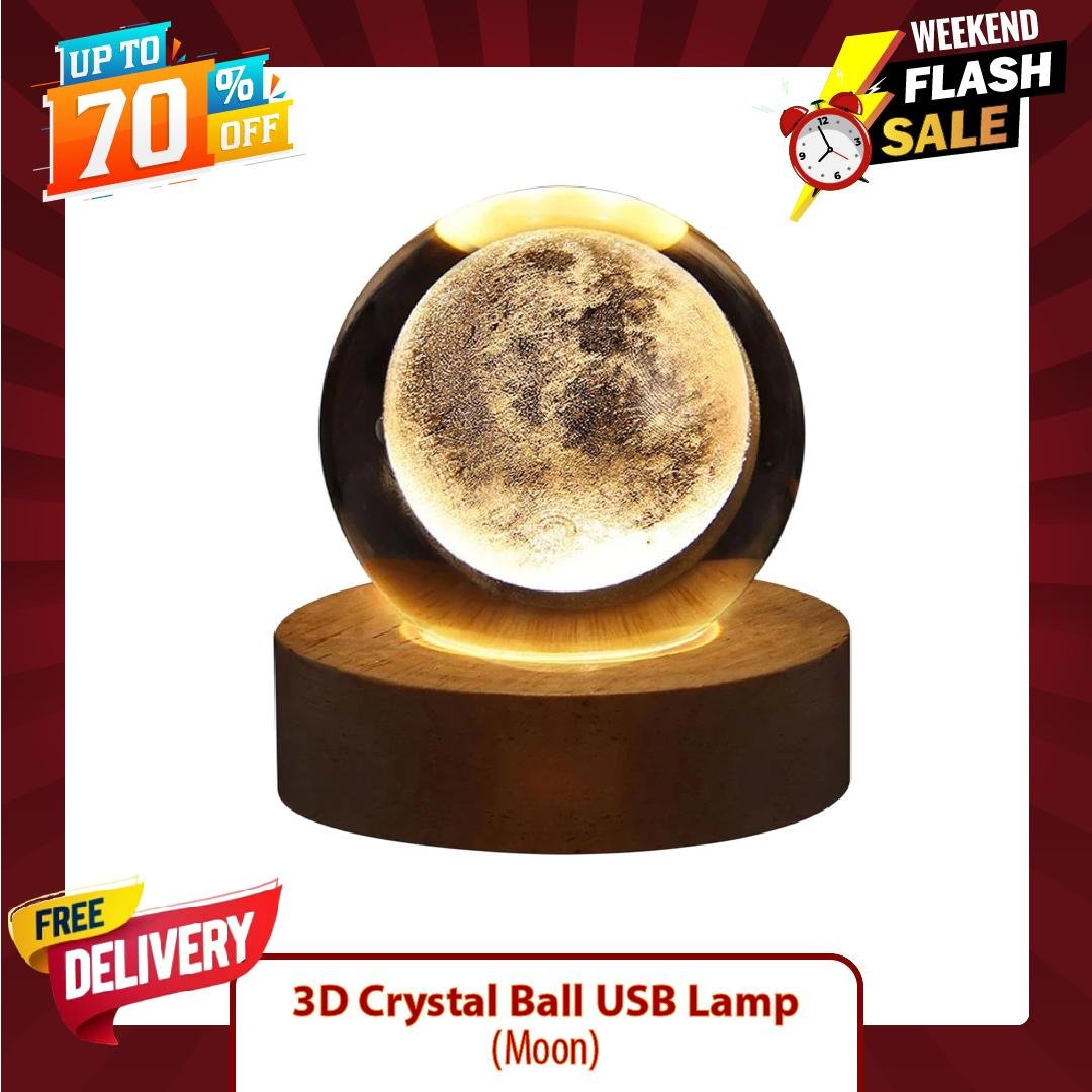 3d crystal ball moon lamp price pakistan